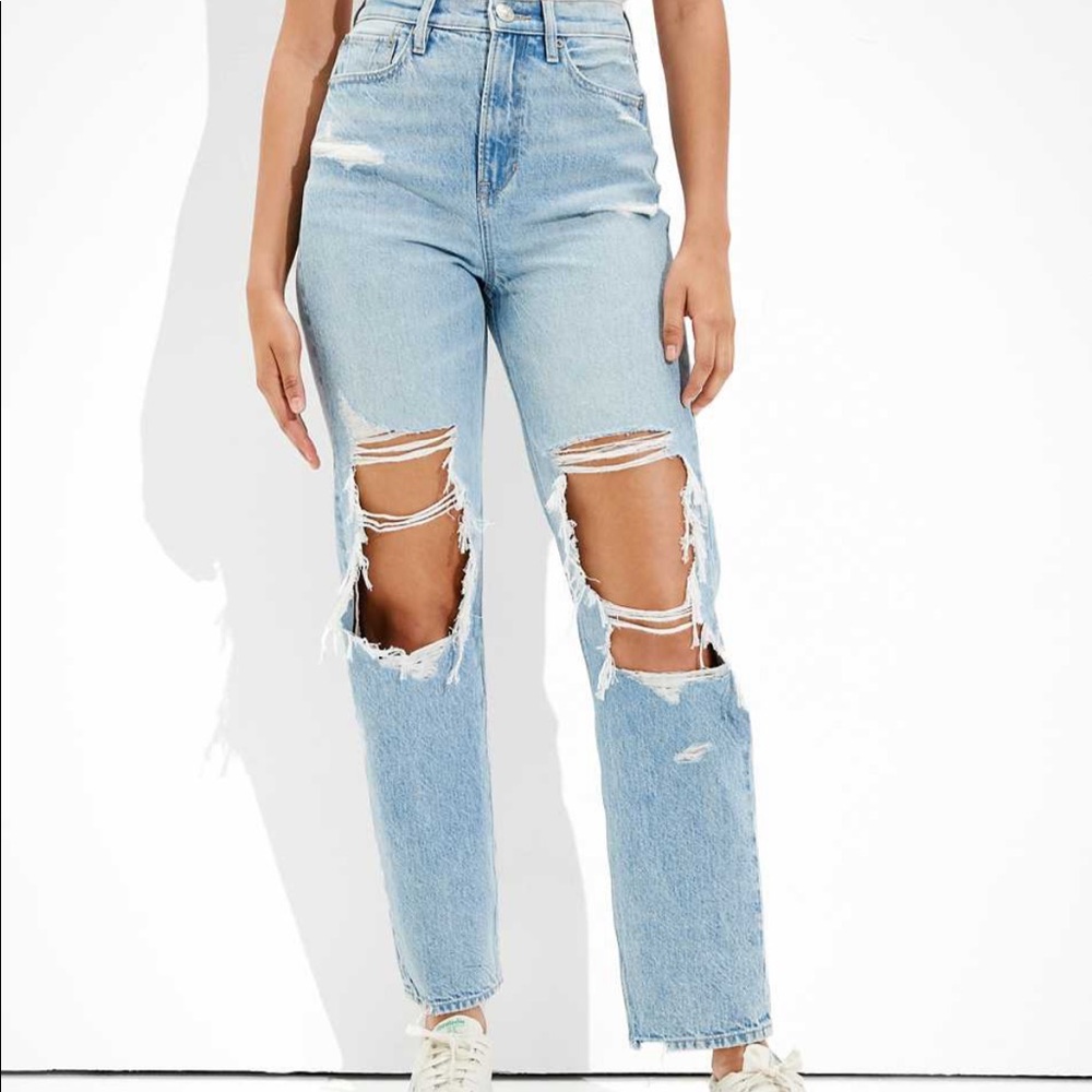 AE ripped highest waist ‘90s boyfriend jeans